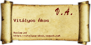 Vitályos Ákos névjegykártya